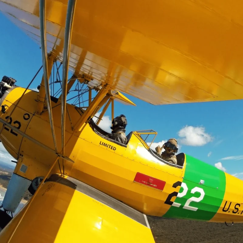 Flying in a WWII open cockpit biplane