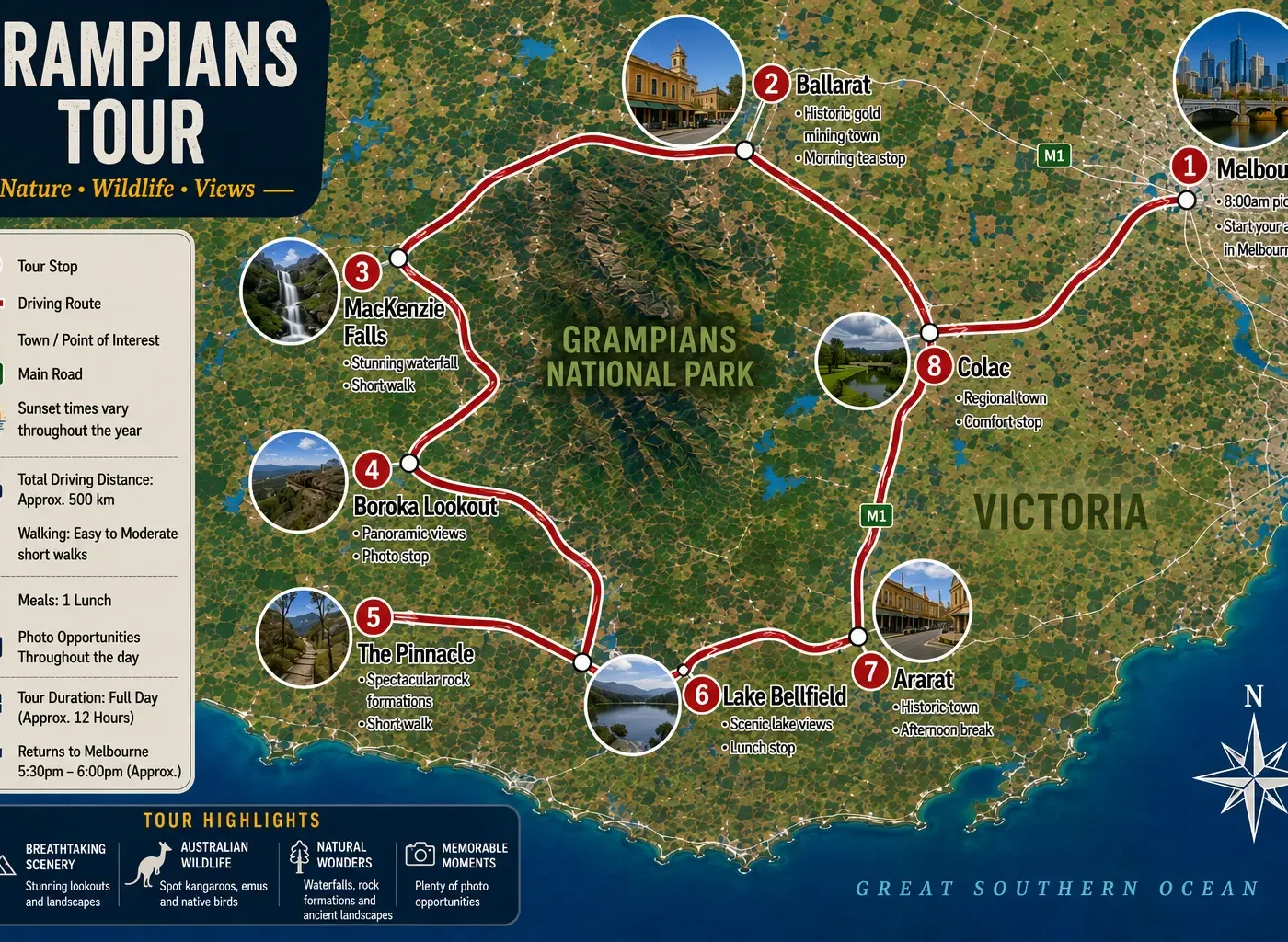 Grampians National Park Tour map