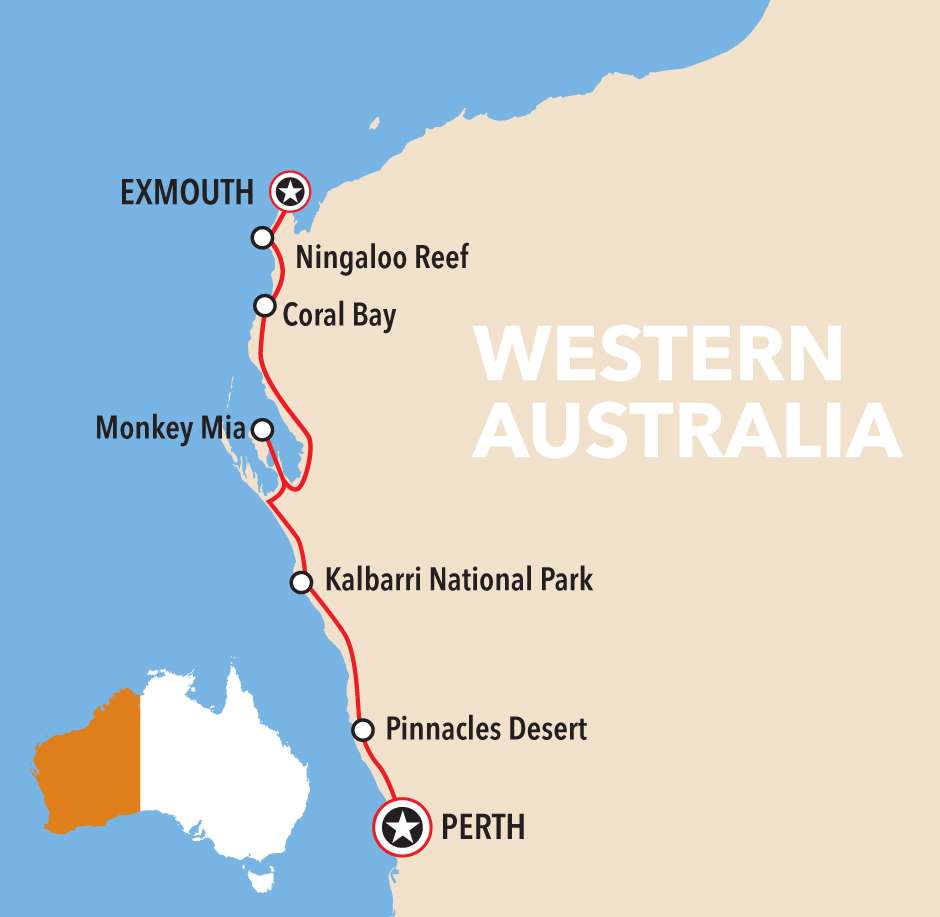 Perth to Exmouth Touring Map