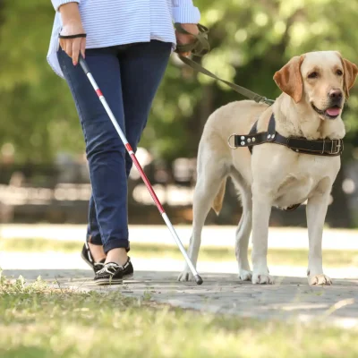 Guide Dog Assisting Vision Impaired Traveller