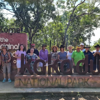 Kakadu Welcome Sign Vision Impaired Day Trip with Cocky Guides